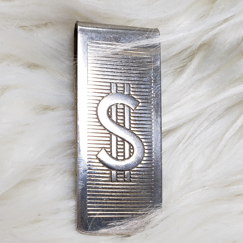Metal Money Symbol Money Clip With Stripes